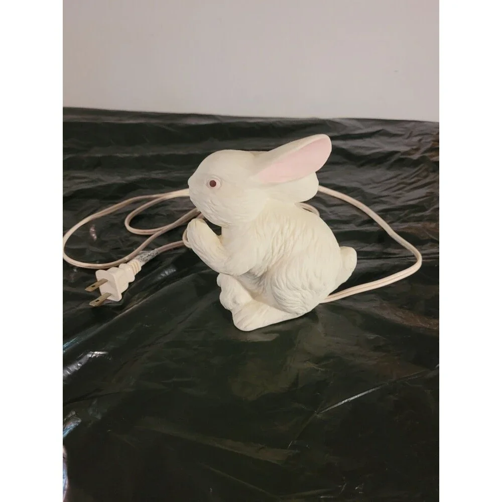 Vintage Ceramic White Bunny night Light Realistic Decorative Matt Finish 6.25